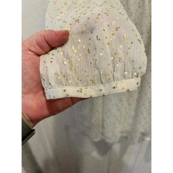 Aritzia‎ Sunday Best Jinx White Gold Women’s Size Large Babydoll Dress - Picture 4 of 8